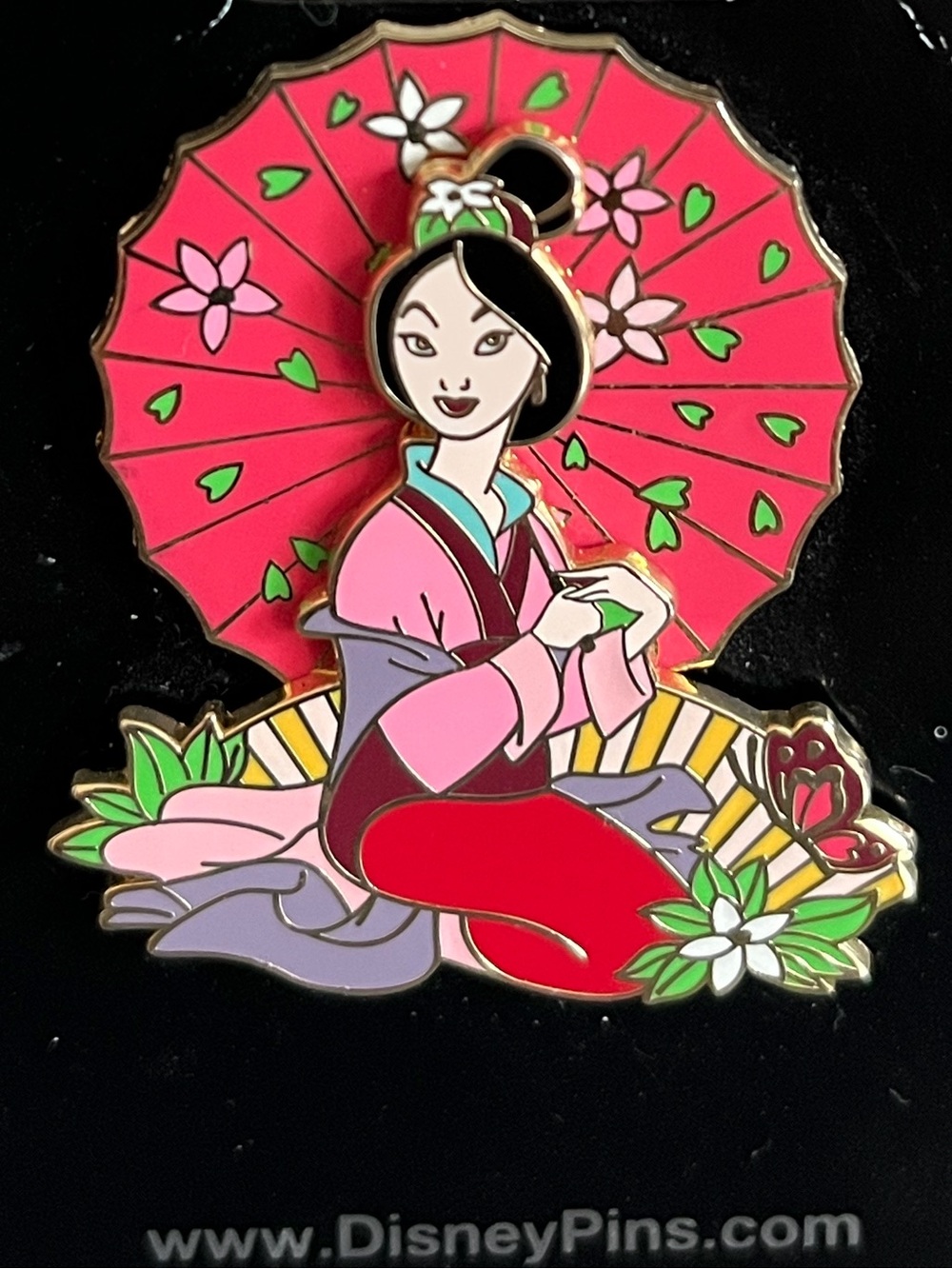 Disney Vintage Mulan Pin with Spinning Parasol Umbrella